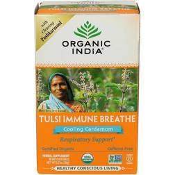 Organic India Tulsi Immune Breathe Herbal Tea Cooling Cardamom