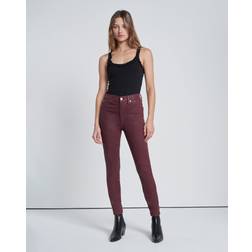 7 For All Mankind High Waist Ankle Skinny In Coated Ruby Rust