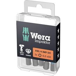Wera 840/4 IMP DC Impaktor bits, Hex-Plus, 5.0 - 5 stk Bit Screwdriver