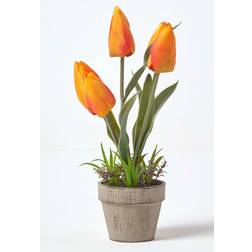 Homescapes & Red Artificial Tulips Orange Artificial Plant