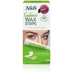 Nad's Eyebrow Wax Strips Facial Hair Removal for Women Eyebrow Wax Kit with 6 Eyebrow Waxing Strips 6 Calming Oil Wipes 2g Skin Protection Pow