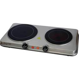 MegaChef Portable 2-Burner Sleek Steel Hot Plate with Temperature Control