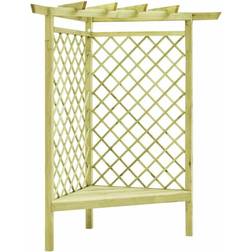 vidaXL Corner Pergola with Seat 130x130x197 Impregnated Pinewood