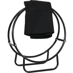 Sunnydaze Decor 24 in. Black Steel Firewood Log Hoop Rack with Black Cover