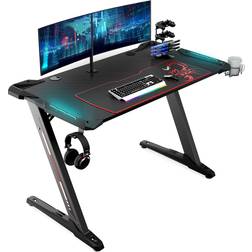 ERGONOMIC Z1-S Pro Gaming Desk 44.5" Z Shaped Home Office PC Computer Desks Gamer Tables with Lights Controller Stand Cup Holder