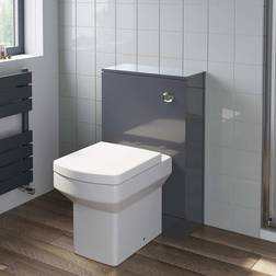 Artis 500mm Bathroom Toilet BTW Unit Square Soft Close Seat Gloss Grey Grey