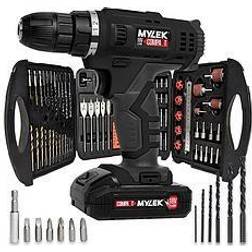 Mylek 18V Cordless Drill With 131 Piece Tool Set And Case