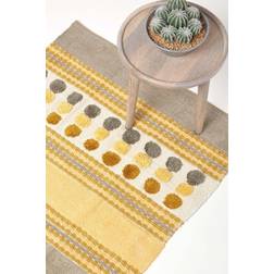 Homescapes Chenille Striped Circle Yellow, Grey