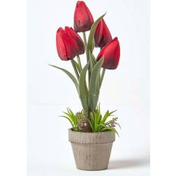 Homescapes Dark Red Artificial Tulips Stone - Red Artificial Plant