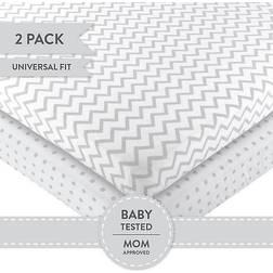 Ely's & Co. Pack N' Play Portable Crib Sheets In Light Grey