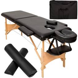 tectake Massage table Set Freddie Headrest, armrests, face pad & bolster cushions black