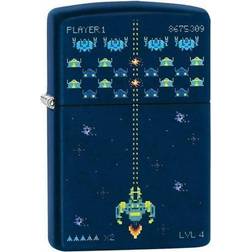 Zippo Pixel Game Design Matte Navy Windproof Pocket Lighter 49114