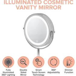 Carmen C81117 Illuminated Cosmetics Mirror, Silver/Grey