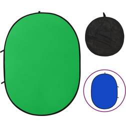 vidaXL 2 in 1 Oval Studio Background Screen Green and Blue 200x150 cm Blue