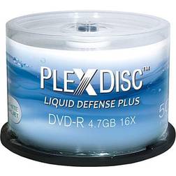 PlexDisc 4.7GB 16X DVD-R Water Resistant Glossy White Inkjet Printable 50 Packs Spindle Disc Model 632-C14