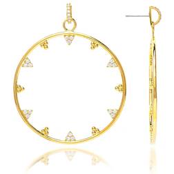 Rivka Friedman Cubic Zirconia Front Facing Hoop Cluster Earrings in 18K Clad Lord & Taylor One