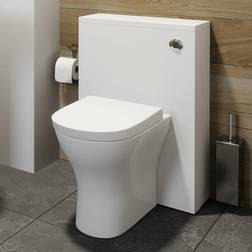 Aurora 500mm Bathroom Toilet Concealed Cistern White Gloss Dual Flush Soft Close Seat