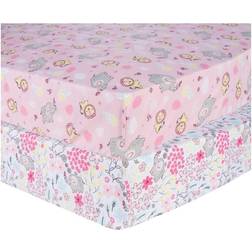 Sammy & Lou Jungle Flowers 2-Pack Microfiber Fitted crib Sheet