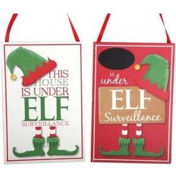Elf Surveillance Plaques Two Designs House Or Childs Name Chalk