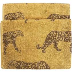 furn. Leopard Animal Jacquard Hand Guest Towel Gold