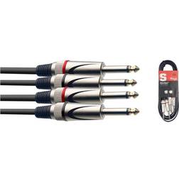 Stagg STC060P 60cm/2ft Twin Unbalanced Jack to Jack Cable