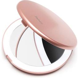 Fancii Compact Magnifying Mirror with Natural LED Lights, 1x and 10x Magnification Natural Daylight, Portable Pocket Makeup Mirror for Purses and Tr