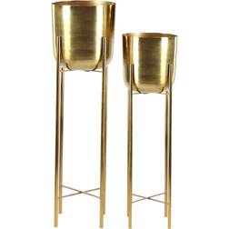 CosmoLiving by Cosmopolitan Set of 2 Gold Metal Glam Planter, 39", 46"