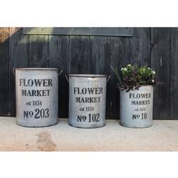 3R Studios Metal Flower Market Buckets with Handles