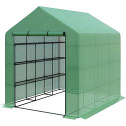 OutSunny Greenhouse 8' 7', Walk-in Hot House, 18 shelves, Plants