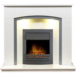 Adam Tuscany Fireplace in Pure White & Grey with Eclipse Electric Fire in Black, 48 Inch