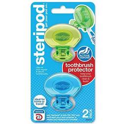 Steripod Clip-On Toothbrush Protector Green Blue 2 Count