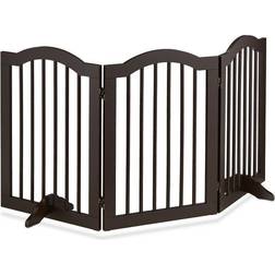 Relaxdays Safety Gate, FreeStanding Barrier, Retractable Fence with Feet for Children & Dogs, hwd: 70 x 154 x 30, Brown