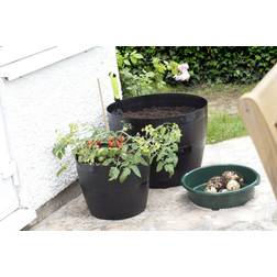 Whitefurze Large Black Barrel Flower Planter Pot Garden Plant Container