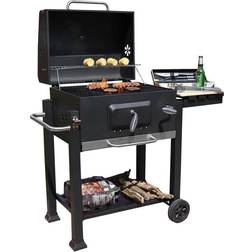 Kingfisher Outdoor Garden Smoker BBQ with Warming Rack and Side Shelf with Wheels