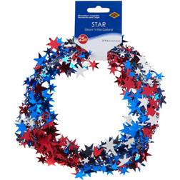 Beistle 50651-RSB gleam N Flex Star garland, 25-Feet, Red/Silver/Blue