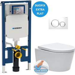 Geberit Toilet set Frame UP720 extra-flat Rimless WC SAT with invisible fastenings Seat White plate (SLIM-SATrimless-C)