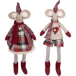 Northlight Seasonal Boy and Girl Sitting Mice Figures Set of 2 Red