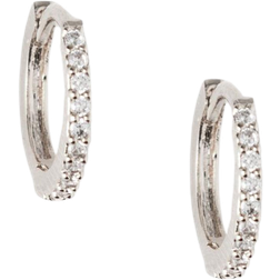 Orelia Mini Pavé Huggie Hoops - Silver/Transparent