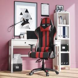 Bigzzia Upgraded Gaming Chair with Height Adjustable Headrest and Lumbar Support Black and Red