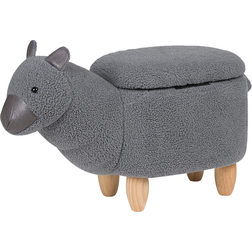 Beliani Fabric Stool Nursery Children Room Solid Wood Legs Animal Footrest Alpaca