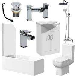 Ceramica Bathroom Suite 1500mm Bath Toilet WC Basin Shower