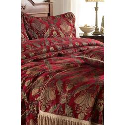 Paoletti Shiraz Damask Jacquard Blankets Gold, Red