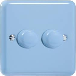 Varilight Pastel 2 x 250W 2-Way Push-on Push-off Dimmer Light Switch Duck Egg Blue