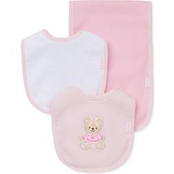 Little Me Infant Girls' Bear Bib & Burp Cloth Set Baby Barely Pink/Orchid Pink