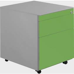 Mauser Drawer pedestal with castors, HxD 570 x 600 mm, 1 drawer, 1 suspension file drawer, white aluminium yellow green white aluminium