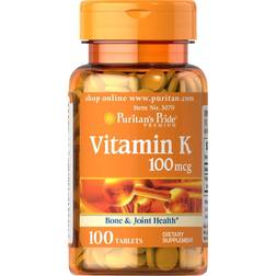 Puritan's Pride Vitamin K mcg Supports Bone Joint Health, Count 100 pcs