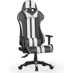 Bigzzia Upgraded Gaming Chair with Height Adjustable Headrest and Lumbar Support Black and Red