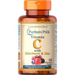 Puritan's Pride Vitamin C with Elderberry & Zinc for Immune System Support, Chewables, Count