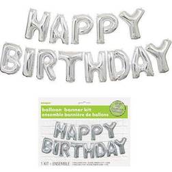 Unique Party Happy Birthday Balloon Banner Kit (Silver)