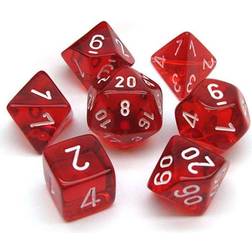 Chessex 7-pak mini terninger til rollespil Transparent red/white CHX20374